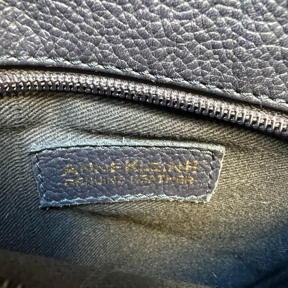 Vintage Anne Klein Oroton Leather Crossbody Bag Navy Leather Tassel Purse 80s